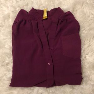 Purple sheer long v neck